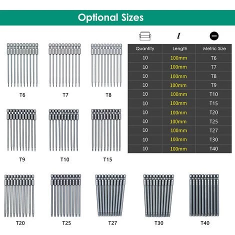 SUPERSELLER Accessoire Pour Une Perceuse Jeu D'embouts Torx De Sécurité 10 Pièces Jeu D'embouts Torx Inviolables à Entraînement 1/4" Jeu D'embouts De Tournevis Magnétiques En Acier S2 De 3, 93 Pouces De Long Pour Tournevis électrique Perceuse à Main électrique, T6 7 SUPERSELLER Accessoire Pour Une Perceuse Jeu D'embouts Torx De Sécurité 10 Pièces Jeu D'embouts Torx Inviolables à Entraînement 1/4" Jeu D'embouts De Tournevis Magnétiques En Acier S2 De 3, 93 Pouces De Long Pour Tournevis électrique Perceuse à Main électrique, T6 – Image 5