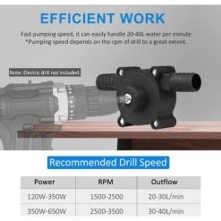 SUPERSELLER Accessoire Pour Une Perceuse Pompe De Forage Portable Pompe De Transfert D'eau Liquide Auto-amorçante Pompe De Cale D'urgence Pompe D'arrosage De Réservoir De Poissons Pour Toutes Les Perceuses Et Tous Les Fluides, Black -Perceuse Soldes 2022 49477543 4