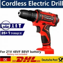 ONEVAN Perceuse électrique 21V 3 EN 1 BROCHEUSE Tournevis électrique Sans Fil Sans Batterie Ni Chargeur