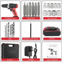 PROSTER Perceuse Sans Fil, Kit Perceuse Visseuse Sans Fil Perforateur Burineur Perceuse-visseuse Lithium-ion 21V 18+1 Couple Polisseuse Voiture Sans Fil Pour Perceuse à Bois Bleu -Perceuse Soldes 2022 49816982 3