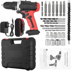PROSTER Perceuse Sans Fil, Kit Perceuse Visseuse Sans Fil Perforateur Burineur Perceuse-visseuse Lithium-ion 21V 18+1 Couple Polisseuse Voiture Sans Fil Pour Perceuse à Bois Bleu -Perceuse Soldes 2022 49816982 5