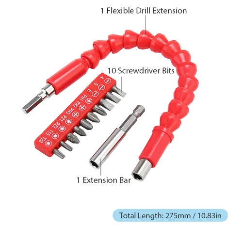 HAPPYSHOPPING Jeu D'arbres Universels Accessoires Pour Perceuse électrique Arbre Flexible Multifonctionnel 10 Embouts De Tournevis 1 Tige D'extension Jeu De Forets Rechargeables Compagnon De Perceuse électrique En Trois Pièces 7 HAPPYSHOPPING Jeu D'arbres Universels Accessoires Pour Perceuse électrique Arbre Flexible Multifonctionnel 10 Embouts De Tournevis 1 Tige D'extension Jeu De Forets Rechargeables Compagnon De Perceuse électrique En Trois Pièces – Image 5