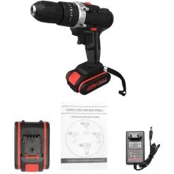 ASUPERMALL Perceuse Sans Fil à Percussion électrique Perceuses à Main Sans Fil à Batterie Au Lithium Rechargeable Haute Puissance, 2 Piles