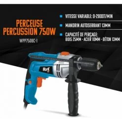 WORK MEN Perceuse Percussion 750W Keyless - Mandrin 13mm 5 WORK MEN Perceuse Percussion 750W Keyless - Mandrin 13mm -Perceuse Soldes 2022 5082818 2