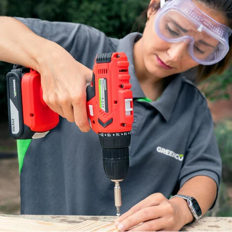 Visseuse Et Perceuse Sans Fil, Batterie Au Lithium 21V 1.3Ah, Vitesse 1500rpm, Avec 16 Forets, Batterie, Chargeur Et étui Inclus - Greencut TD210L-1 5 Visseuse Et Perceuse Sans Fil, Batterie Au Lithium 21V 1.3Ah, Vitesse 1500rpm, Avec 16 Forets, Batterie, Chargeur Et étui Inclus - Greencut TD210L-1 – Image 3