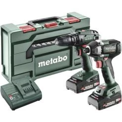 METABO® Metabo Combo-Set SB 18 + SSD 18 LT 200 BL -Perceuse-visseuse à Percussion Sans Fil, Clé à Chocs Sans Fil + Batterie, +