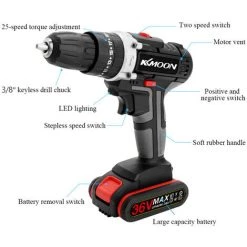 LIFCAUSAL Perceuse Sans Fil électrique à Percussion Multifonctionnelle Batterie Au Lithium Haute Puissance Perceuses à Main Rechargeables Sans Fil Moteur De Brosse Maison Bricolage Outils électriques -Perceuse Soldes 2022 51060495 3