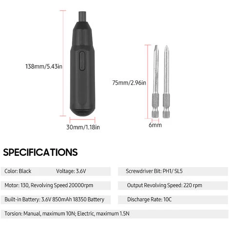 Visseuse Et Tournevis électrique NANWEI Mini Tournevis Sans Fil 3, 6 V Avec Embout à Vis Cruciforme Fendue Outil à Main Tournevis électrique Tournevis Portatif Rechargeable USB Avec Indicateur LED Bicolore, 3.6V 6 Visseuse Et Tournevis électrique NANWEI Mini Tournevis Sans Fil 3, 6 V Avec Embout à Vis Cruciforme Fendue Outil à Main Tournevis électrique Tournevis Portatif Rechargeable USB Avec Indicateur LED Bicolore, 3.6V – Image 4