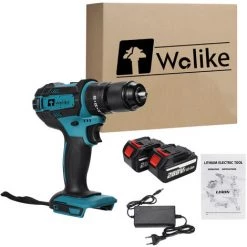 DMTOOL 13mm 288VF 800W Perceuse à Percussion Sans Fil Tournevis électrique (prise EU Bleu Avec 2 Piles) -Perceuse Soldes 2022 51324476 2