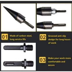 ELLE Perceuse Conique à Bois à Haut Rendement, Perceuse à Bois Pour Fendre, Chauffer Et Couper Le Bois, Perceuse électrique à Hachette Domestique (foret 32 ​​mm + 3 Dents) -Perceuse Soldes 2022 51438822 3