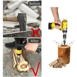 ELLE Perceuse Conique à Bois à Haut Rendement, Perceuse à Bois Pour Fendre, Chauffer Et Couper Le Bois, Perceuse électrique à Hachette Domestique (foret 32 ​​mm + 3 Dents) -Perceuse Soldes 2022 51438822 4