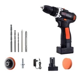 SUPERSELLER Entretien De La Voiture Kit De Perceuse/visseuse Sans Fil 25 V 1350 Tr/min Polisseuse à Vitesse Variable Ensemble De Cireur De Tampon De Voiture Tournevis électrique Avec Lumière Rechargeable Avec 5 Embouts 1 Tampon De Polissage Pour L'installation De Meu -Perceuse Soldes 2022 51780073 3