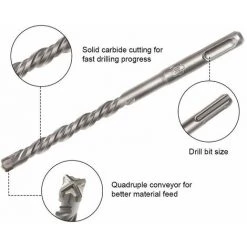 QERSTA Forets à Béton, 9PCS (5 Mm ~ 16x160 Mm) Foret Carrelage, Foret à Percussion Électrique SDS-Plus Pour Perforateur, Forets Transversaux Pour Béton, Brique, Pierre, Naturelle, Métal 9 QERSTA Forets à Béton, 9PCS (5 Mm ~ 16x160 Mm) Foret Carrelage, Foret à Percussion Électrique SDS-Plus Pour Perforateur, Forets Transversaux Pour Béton, Brique, Pierre, Naturelle, Métal -Perceuse Soldes 2022 51901846 3