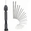 QERSTA MIni Perceuse à Main Twist Drill Bits +25 Micro Forets Hélicoïdaux Sans Fil En Aluminium Pin Vise Outils Rotatifs Forets Hélicoïdaux Adjustable Pyrogravure Maison Plastique Trou Cuivre