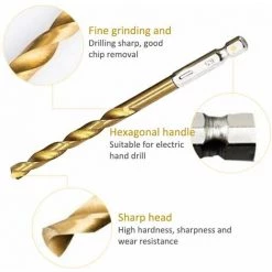 QERSTA Foret Hélicoïdal En HSS 13Pcs Forets Hexagonaux En Acier Rapide Avec Revêtement En Titane 1,5 Mm - 6,5 Mm Pour Perçage Du Bois/Métal/Plastique -Perceuse Soldes 2022 51901893 4