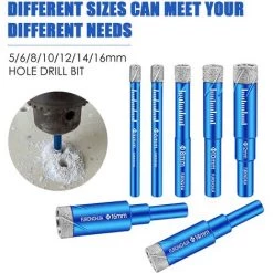 QERSTA Forets Mèches Diamant, Coffret 7 Mèches Foret Diamant Jeu De Forets Pour Carrelage Foret à Métau, 5/6/8/10/12/14/16mm - Pour Carrelage Céramique Grès Cérame Tuiles Verre Pierre -Perceuse Soldes 2022 51901906 4