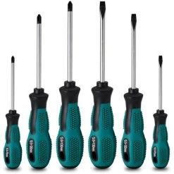 QERSTA Lot De 6 Tournevis Magnétiques Robustes En Chrome Vanadium Avec 3 Têtes Plates Et 3 Cruciformes - Avec étui