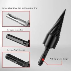QERSTA Foret à Fendre Le Bois De Chauffage Foret à Bois De Chauffage Robuste Tournevis Conique à Fendre Foret à Cône à Bois Pour Perceuse à Main Avec Tige Hexagonale à 3 Poignées Carrée Et Ronde (32 Mm) -Perceuse Soldes 2022 51901974 3