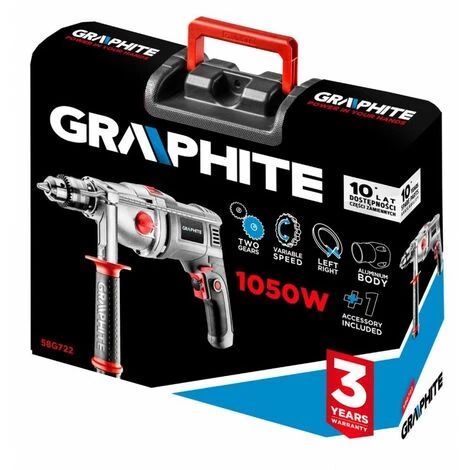 BRICOLINE Marteau Perforateur à Deux Vitesses 1050W, Mandrin à Clé 13 Mm, Tours I : 1100, II : 3000 Min ??, Mallette 5 BRICOLINE Marteau Perforateur à Deux Vitesses 1050W, Mandrin à Clé 13 Mm, Tours I : 1100, II : 3000 Min ??, Mallette – Image 3