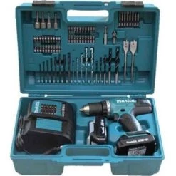 MAKITA PERCEUSE VISSEUSE + 2 BATTERIES 18V 1,5AH LI-ION + CHARGEUR + COFFRET + 74 ACCESSOIRES