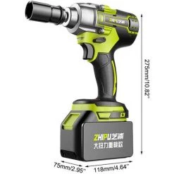 TIGA ZHIPU 21V électrique Power Brushless Clé à Chocs Perceuse Sans Fil Multifonction Vitesse Sans Fil Avec Batterie Au Lithium-ion 1500mAh LED (version Sans Balais)