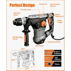 Perforateur Marteau Filaire SDS TOPSHAK TS-HD1 Brushless 1500W -Perceuse Soldes 2022 53334265 3