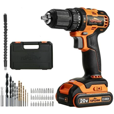 Perceuse Visseuse Sans Fil TOPSHAK 20V 2Ah 1 Batterie TS-ED4 Avec 44 Accessoires 3 Perceuse Visseuse Sans Fil TOPSHAK 20V 2Ah 1 Batterie TS-ED4 Avec 44 Accessoires