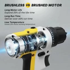 Perceuse Visseuse Sans Fil Sans Balais 20V, ENVENTOR 45NM Brushless Visseuse Devisseuse, Tournevis Electrique, 2 Vitesses, 19+1 Reglage Du Couple, LED Integree, 22 Embouts Accessoires, Bo?te A Outils -Perceuse Soldes 2022 53618583 4