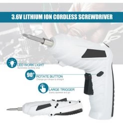 SUPERSELLER Tournevis Sans Fil 1300mAh USB Rechargeable Tournevis électrique Réglable 2 Position Perceuse Visseuse 6Nm Multifonctionnel Perceuse Électrique Outils Électriques - Blanche - Blanche 10 SUPERSELLER Tournevis Sans Fil 1300mAh USB Rechargeable Tournevis électrique Réglable 2 Position Perceuse Visseuse 6Nm Multifonctionnel Perceuse Électrique Outils Électriques - Blanche - Blanche -Perceuse Soldes 2022 53626223 4