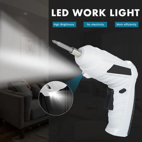 SUPERSELLER Tournevis Sans Fil 1300mAh USB Rechargeable Tournevis électrique Réglable 2 Position Perceuse Visseuse 6Nm Multifonctionnel Perceuse Électrique Outils Électriques - Blanche - Blanche 7 SUPERSELLER Tournevis Sans Fil 1300mAh USB Rechargeable Tournevis électrique Réglable 2 Position Perceuse Visseuse 6Nm Multifonctionnel Perceuse Électrique Outils Électriques - Blanche - Blanche – Image 5