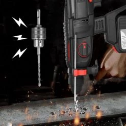 SUPERSELLER Perceuse à Percussion Rotative 21 V Sans Balais à 4 Fonctions, Poignée Réglable SDS-plus De 1 Pouce, Kit De Démolition De Perceuse Sans Fil à 980 Tr/min Avec 9 Accessoires Et Boîte De Transport - Prise EU Batterie 1x6.0Ah -Perceuse Soldes 2022 53820128 5