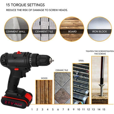 SUPERSELLER Perceuse Sans Fil à Percussion électrique Multifonctionnelle 21V Batterie Au Lithium Haute Puissance Perceuses à Main Rechargeables Sans Fil Maison Bricolage Outils électriques - UE-2 4 SUPERSELLER Perceuse Sans Fil à Percussion électrique Multifonctionnelle 21V Batterie Au Lithium Haute Puissance Perceuses à Main Rechargeables Sans Fil Maison Bricolage Outils électriques - UE-2 – Image 2