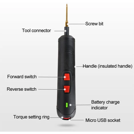 SUPERSELLER Tournevis électrique Portable à Six Vitesses, Couple Réglable, Jeu De Tournevis électriques Rechargeables - Argent 5 SUPERSELLER Tournevis électrique Portable à Six Vitesses, Couple Réglable, Jeu De Tournevis électriques Rechargeables - Argent – Image 3