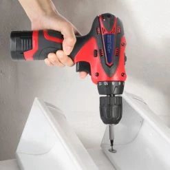 SUPERSELLER Perceuse électrique Sans Fil Multifonctionnelle à Deux Vitesses Au Lithium-ion 16,8 V Avec Tournevis Rechargeable Avec Lumière LED - Prise UE