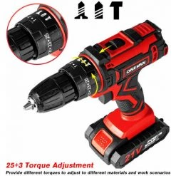 Perceuse Visseuse à Percussion Sans Fil 21V 3en1 40N.M ONEVAN - Avec 2 Batteries 24 Accessoires Et 1Boîte -Perceuse Soldes 2022 53923369 3