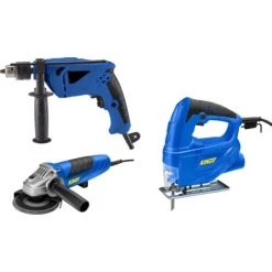 Kinzo Kit D'outils électriques - Perceuse à Percussion 710 W + Scie Sauteuse 400W + Meuleuse D'angle 710 W -Perceuse Soldes 2022 54135494 5