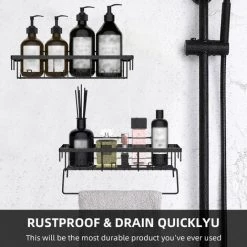 LIFCAUSAL Lot De 2 étagères De Douche Avec Porte-serviettes Lot De 2 Porte-savon Pour étagère De Salle De Bain Murale Perçage/Auto-adhésif Douche Panier De Rangement Support De Rangement Pour Toilettes Dortoir Cuisine -Perceuse Soldes 2022 54423559 3