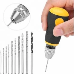 Micro Mini Outil De Perceuse à Main, Outil Portable Ensemble De Petite Perceuse Manuelle Et 10 Pcs Forets Hélicoïdaux 0.8–3.0 Mm Precision Broches Étau Travail Du Bois Perceuse Manuelle Macaron -Perceuse Soldes 2022 54481075 3