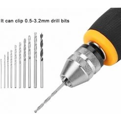 Micro Mini Outil De Perceuse à Main, Outil Portable Ensemble De Petite Perceuse Manuelle Et 10 Pcs Forets Hélicoïdaux 0.8–3.0 Mm Precision Broches Étau Travail Du Bois Perceuse Manuelle Macaron -Perceuse Soldes 2022 54481075 4