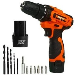 TEETOK 12V Perceuse Visseuse ¨¤ Percussion Sans Fil 45Nm Batterie 1,5Ah + Chargeur Inclus Li-Ion Avec 5 Forets + 6 Embouts + 1 Adaptateur