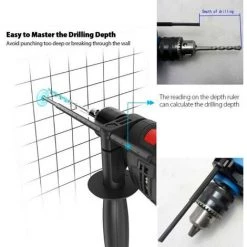 TEETOK Perceuse ¨¤ Percussion Perceuse Filaire ¨¦lectrique 650W Perceuse ¨¤ Main Perceuse Visseuse 104 Pi¨¨ces Accessoires Pour Bois, M¨¦tal, Plastique Avec ¨¦tui -Perceuse Soldes 2022 54726891 4