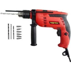TEETOK Marteau Perforateur Filaire 240 V 650 W Perceuse ¨¤ Percussion ¨¦lectrique Puissante Avec Kit De 9 Embouts Variables 6 Vitesses Pour B¨¦ton, Ma?onnerie, Acier, Bois
