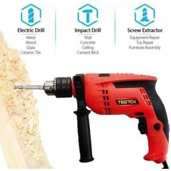 TEETOK Marteau Perforateur Filaire 240 V 650 W Perceuse ¨¤ Percussion ¨¦lectrique Puissante Avec Kit De 9 Embouts Variables 6 Vitesses Pour B¨¦ton, Ma?onnerie, Acier, Bois -Perceuse Soldes 2022 54726919 4