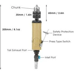 YOOUYIDA 3/8 Outil De Forage Pneumatique Droit De Perceuse Pneumatique Droite à Grande Vitesse 22000rpm -Perceuse Soldes 2022 55028893 2