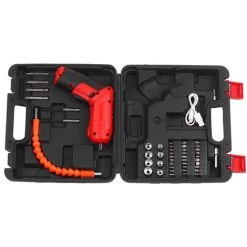 SUPERSELLER Tournevis Sans Fil 47pcs 3.5Nm Jeu De Tournevis électriques 3.6V 1800mAh Clé à Cliquet Rechargeable USB LED Avant Réglable 2 Positions Avec Boîte De Transport - Rouge - Rouge -Perceuse Soldes 2022 55029284 2