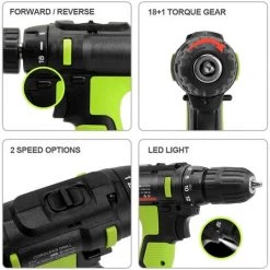 OUYIFAN Perceuse électrique Sans Fil 2 Vitesses 1.5Ah Batterie Au Lithium Jeu De Tournevis Rechargeable 21V Tournevis Pour Outil électrique -Perceuse Soldes 2022 55343167 4