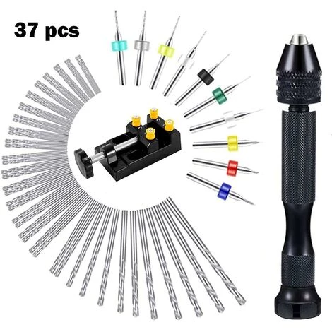 YOOUYIDA Mini Perceuse à Main 37 Pièces Pour L'artisanat, Precision Twist Drill Bits Pin Vise 3 YOOUYIDA Mini Perceuse à Main 37 Pièces Pour L'artisanat, Precision Twist Drill Bits Pin Vise