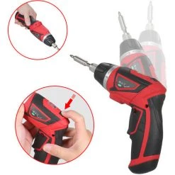 HAPPYSHOPPING Tournevis électrique Sans Fil 3.6V Rechargeable Par USB Kit De Tournevis électrique 34 Pièces Noir + Rouge -Perceuse Soldes 2022 55554184 4