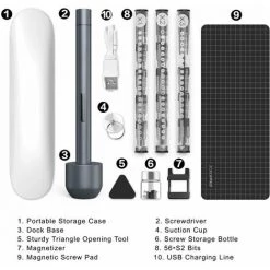 Cisea 4V Mini Tournevis électrique Kit D'outils De Réparation De Pistolet à Vis Sans Fil Rechargeable + 56 Bits