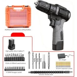 Cisea Perceuse électrique Sans Fil, Perceuse électrique 16.8 V 25 Nm, Mandrin Sans Clé 3/8", Lumière LED Intégrée, Tournevis électrique Compact Pour L'amélioration De L'habitat Et Le Projet De Bricolage
